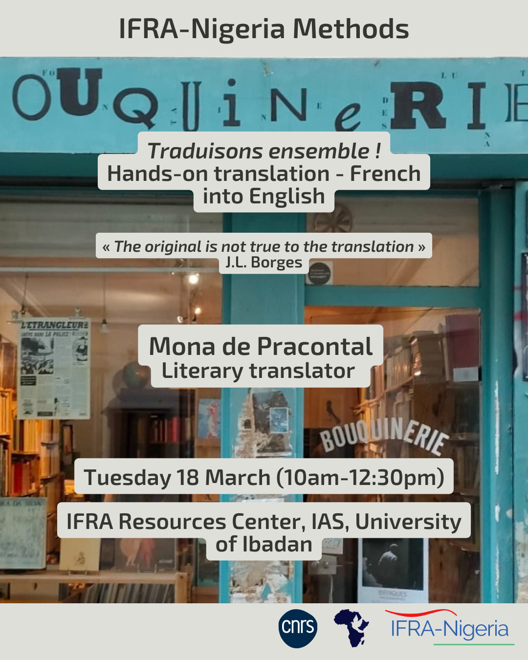 Workshop - Traduisons ensemble! Hands on translation workshop from French into English